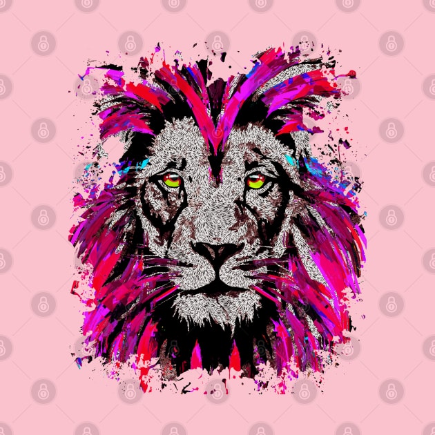 Pink Lion Head - Lion Face by BigWildKiwi