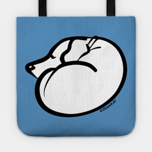 Sleeping Dog Curled Up Black and White Line Drawing Tote