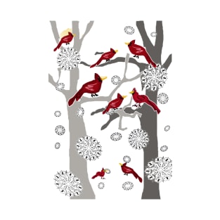 Cardinals In The Snow T-Shirt