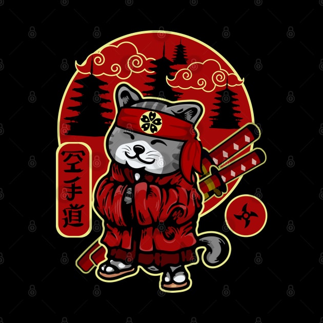 Samurai Cat by Indieteesandmerch