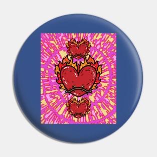 Flames Burning Heart On Fire Pin