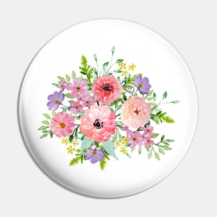 Blooming floral bouquet watercolor hand paint Pin