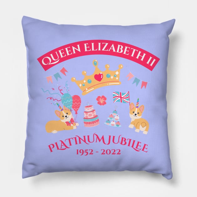 Queen's Platinum Jubilee Garden Tea Party Pillow by Auraya Studio