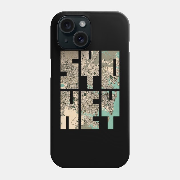 Sydney, Australia City Map Typography - Vintage Phone Case by deMAP Studio