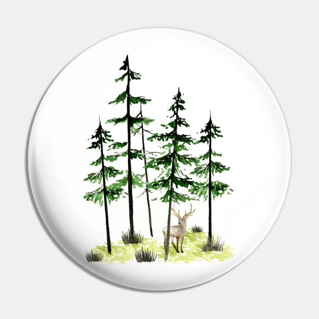 Watercolor forest Pin by JuliaBadeeva