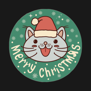 Merry Christmas cat snowflakes design T-Shirt