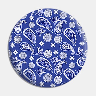 Mandala Pattern Blue and White Halloween Fall Autumn Season Pin