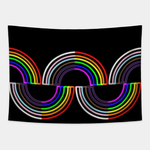 Progress Pride Neon Light Rainbow 2 Tapestry by SpectreSparkC