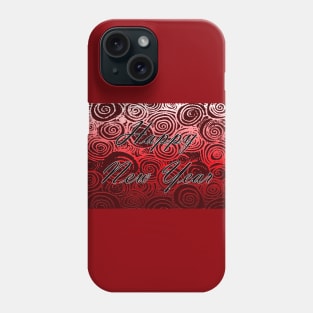 Happy New Year Swirls Red Phone Case