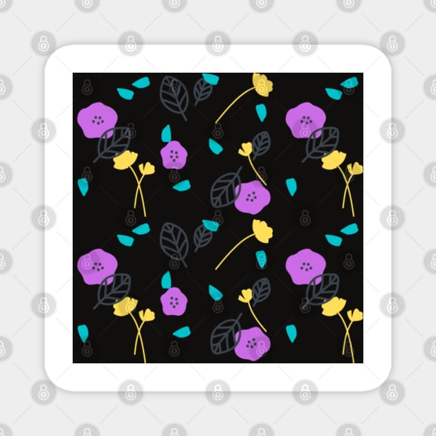 Floral yellow and violet pattern Magnet by Shineyarts
