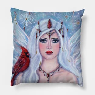 Magical winter gift  fairy art by Renee Lavoie Pillow