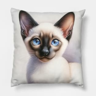 Siamese Cat Watercolor Kitten - Cute Kitties Pillow