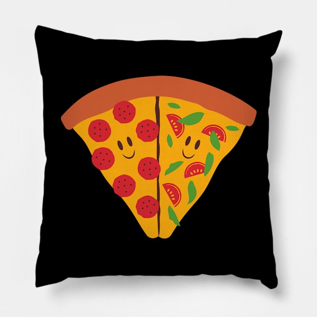 Pepperoni Tomato Cartoon Pizza Pillow by InkyArt