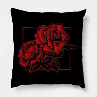 red embroidery rose Pillow