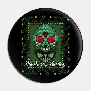 Sugar Skull Day Of The Dead Green Pin