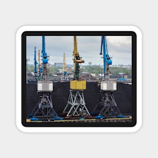 Three colorful loading cranes Magnet