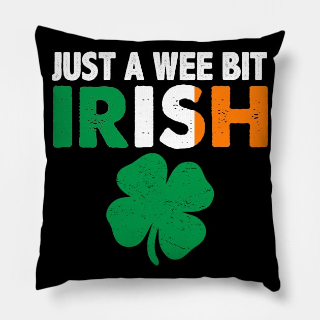 St. Patrick's Day Just A Wee Bit Irish Shamrock T-Shirt Pillow by ADKApparel