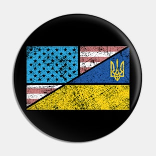 Ukraine USA flag design distressed vintage style Pin