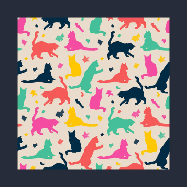 Colorful Matisse Cats by Carolina Díaz