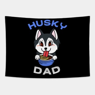 Husky Dad Ramen Dog Owner Retro Dog Father Tapestry