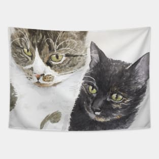 Two cats - tabby and tortie Tapestry