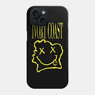 Vibrant Ivory Coast Africa x Eyes Happy Face: Unleash Your 90s Grunge Spirit! Smiling Squiggly Mouth Dazed Happy Face Phone Case