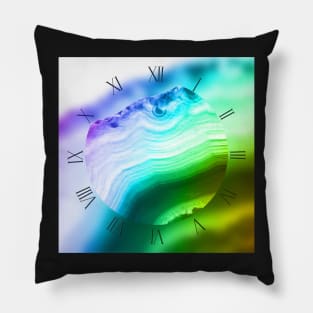 Rainbow colors fancy agate slice mineral Pillow