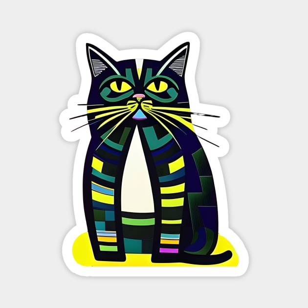 Grumpy Pop Art Cat Magnet by Liesl Weppen