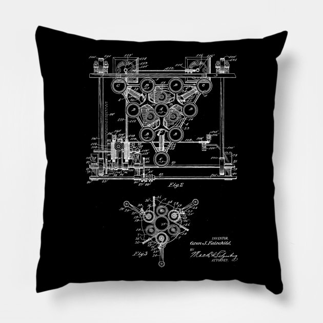 Automatic Bowling Machine Vintage Patent Drawing Pillow by TheYoungDesigns