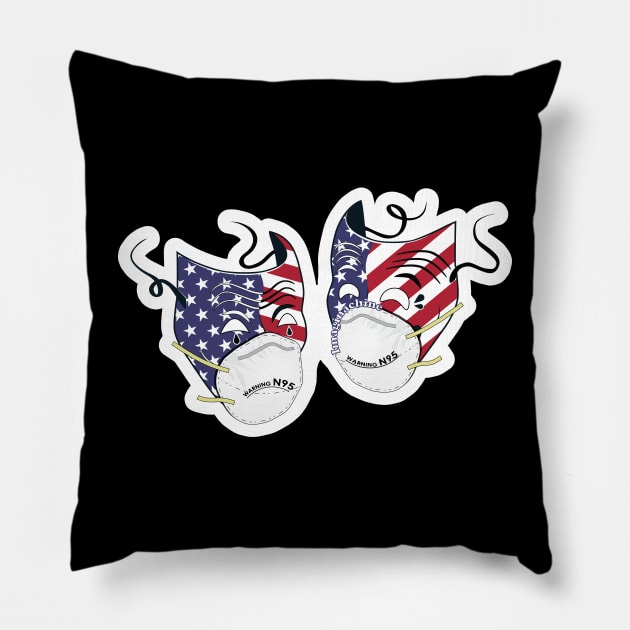 Comedy and Tragedy of 2020! Sock and Buskin Greek theatre masks wearing  face masks Pillow by imaginachine