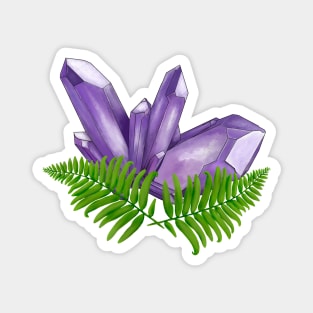 Amethyst Crystal and Fern Graphic Magnet