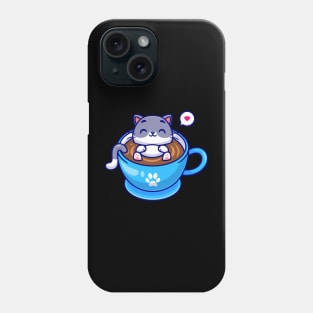 Cute Cat Sleeping In Coffee Cup Cartoon Phone Case