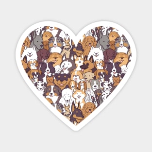 Cute dogs breeds in a heart shape for dog lovers Magnet