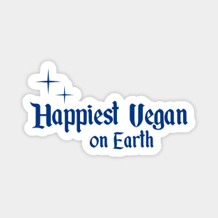 Happiest Vegan on Earth - Blue and white text Magnet