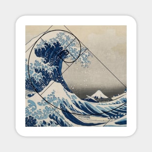 Golden Ratio - Great Wave of Kamagawa - Fibonacci Spiral Magnet