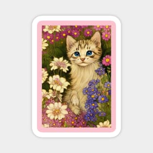 Kitten between flowers Magnet