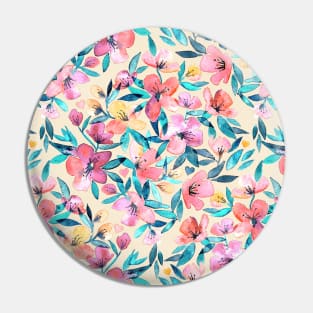 Peach Spring Floral in Watercolors Pin