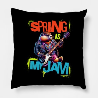 Spring Is My Jam Electric Guitar Punk Bass Music Pillow