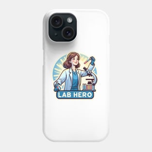 Women in STEM: Lab Hero Steminist Female Scientist with Microscope Phone Case