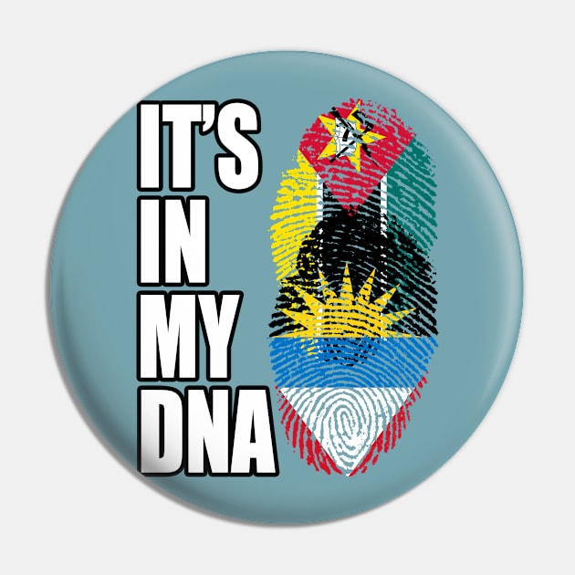 Antiguan And Mozambican Mix DNA Flag Heritage Pin by Just Rep It!!