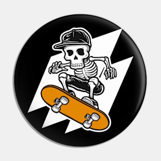 Skeleton Skull Skateboarder Skater Skating Pin