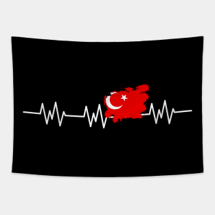 Turkey Heartbeat Flag Pulse Turkish Tapestry