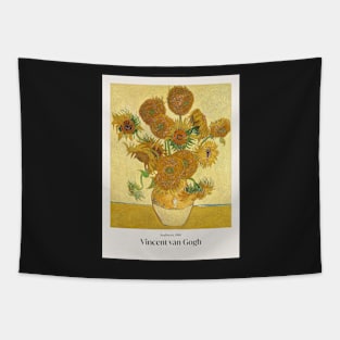 Sunflowers by van Gogh with text Tapestry