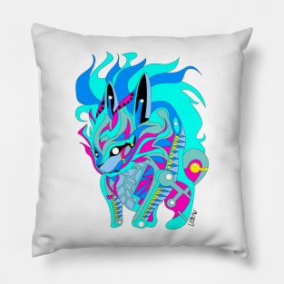 cryptid ecopop rabbit in mexican pattern art Pillow