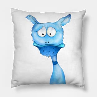 Sad Blue Monster Pillow