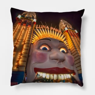 Luna Park Face at Night, Sydney, NSW, Australia Pillow