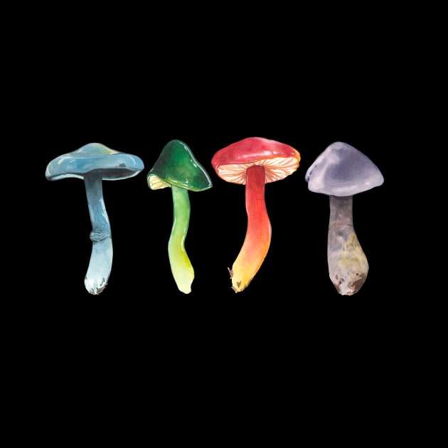 colorful mushrooms by Lene Myhre Art