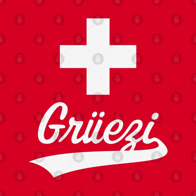 Grüezi Lettering (Switzerland / Swiss Flag / White) by MrFaulbaum