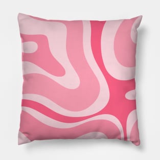 Modern Retro Liquid Swirl Abstract Pattern in Candy Pink Pillow