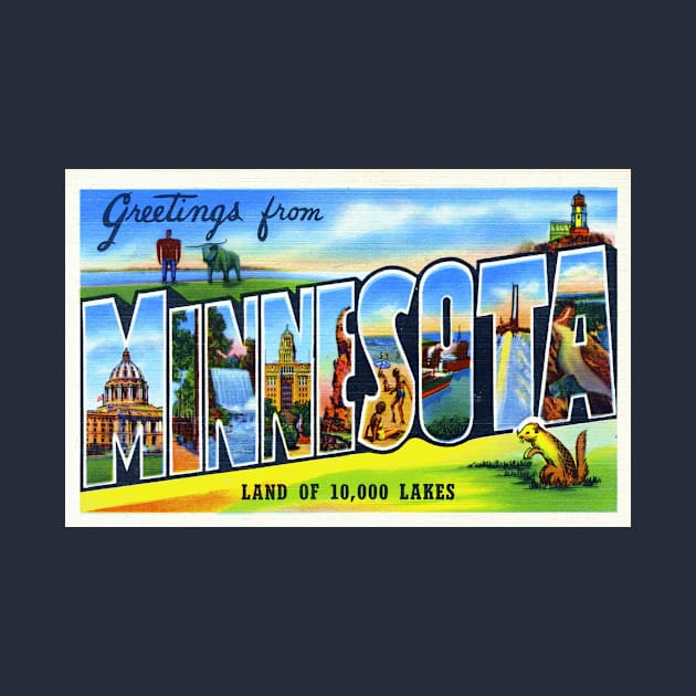 Greetings from Minnesota - Vintage Large Letter Postcard by Naves